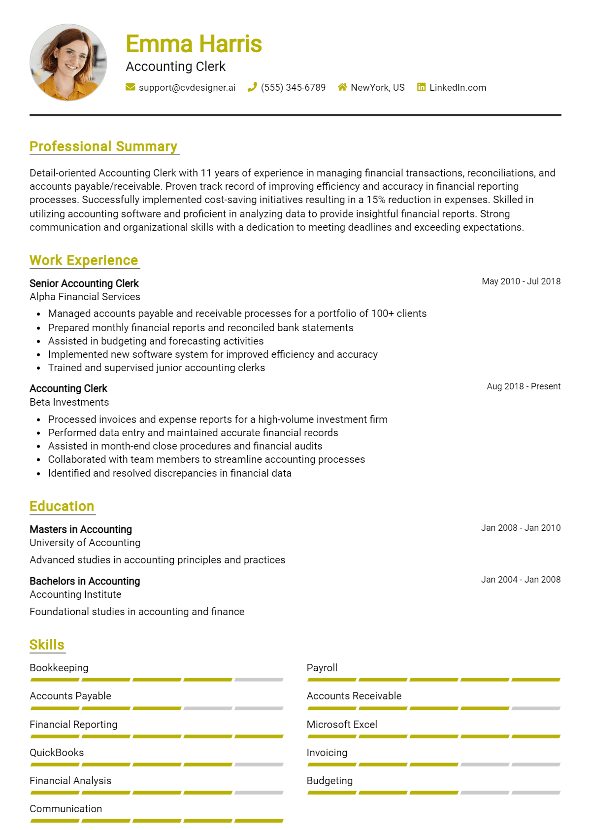 6 Accounting Clerk Resume Examples - Accounting Clerk Resume Example 