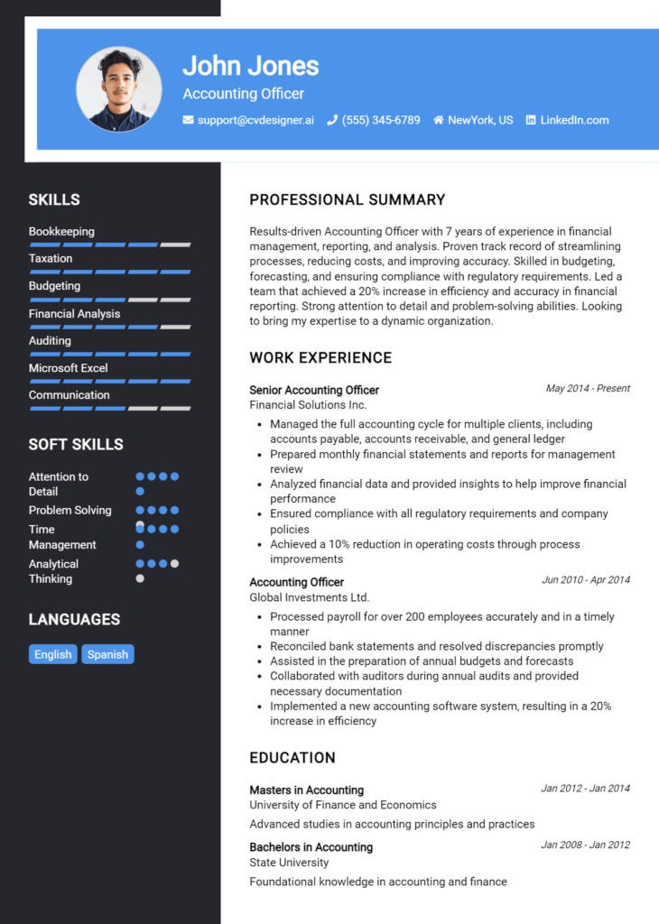 14 Accounting Officer Resume Examples And Templates for 2024 ...