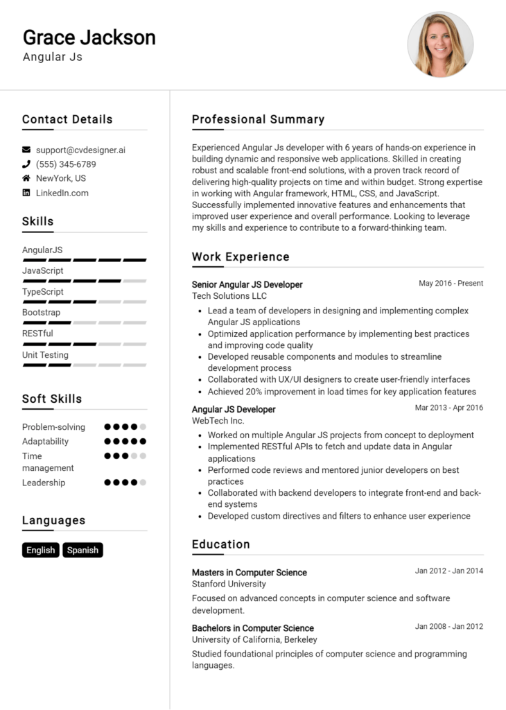 Angular Js Resume Example