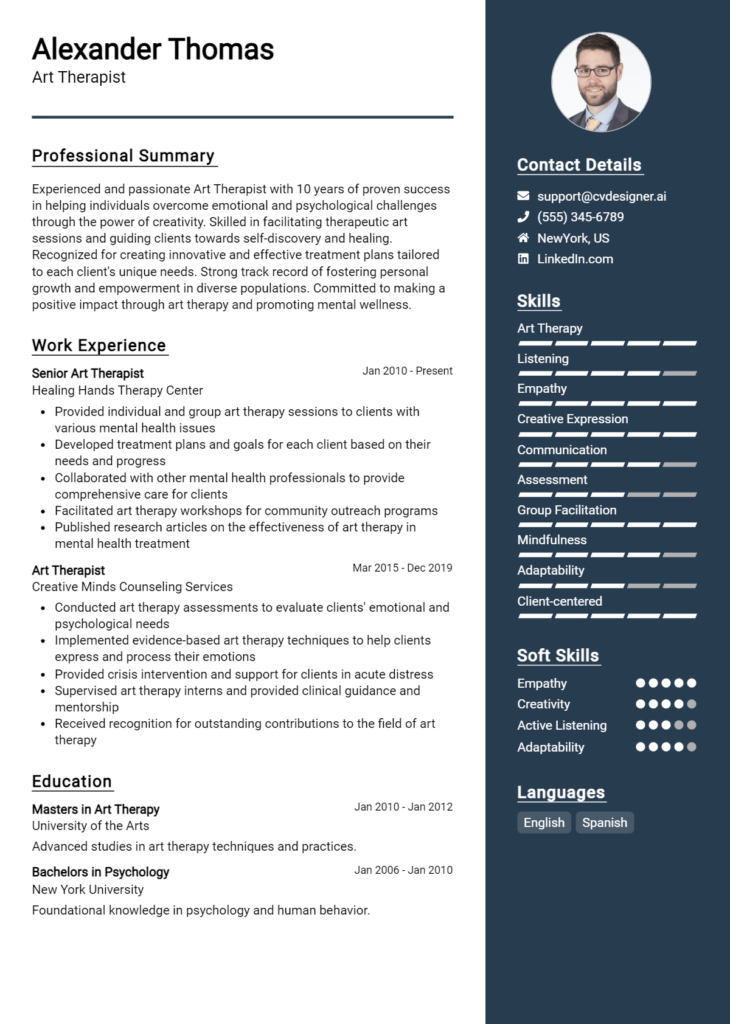 Art Therapist Resume Example for - Art Therapist Resume Example 730x1024 