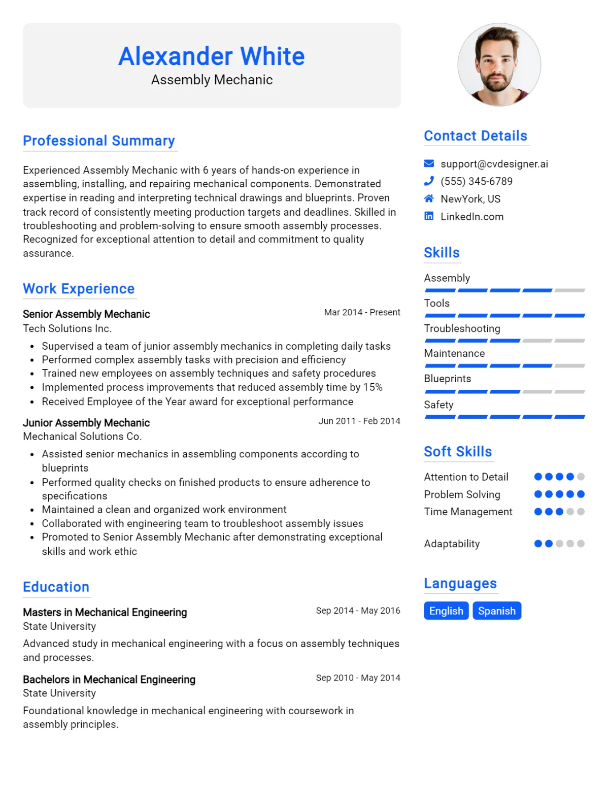 Assembly Mechanic CV Example For 2024: Examples & Free Templates ...