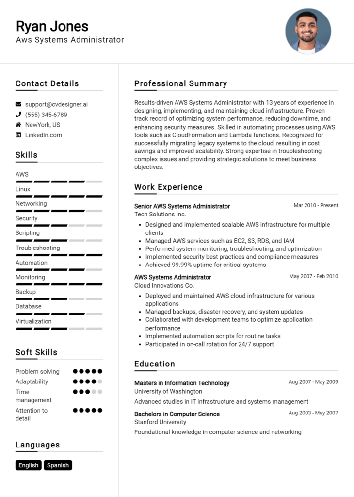 10 AWS Cloud Support Engineer Resume Examples for 2024: Free Templates ...