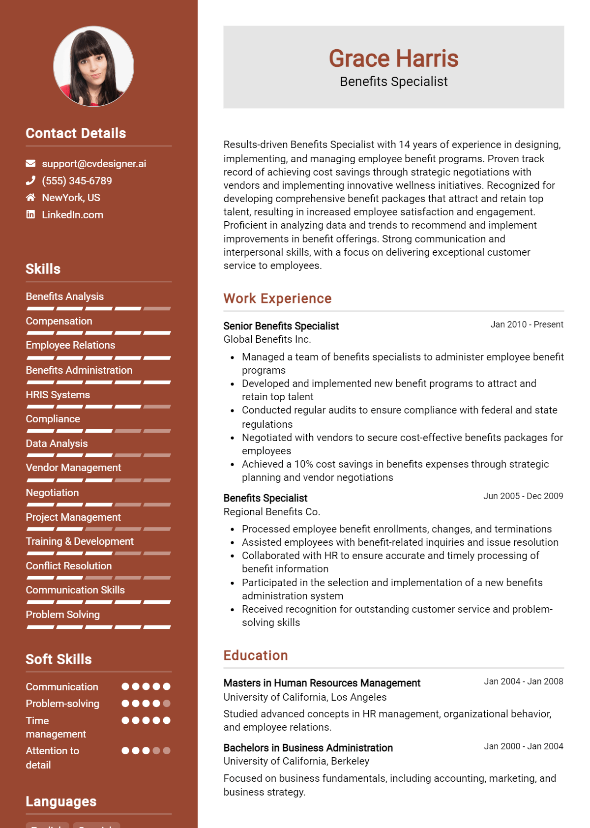 Benefits Specialist Resume Example for 2024: Examples & Free Templates ...