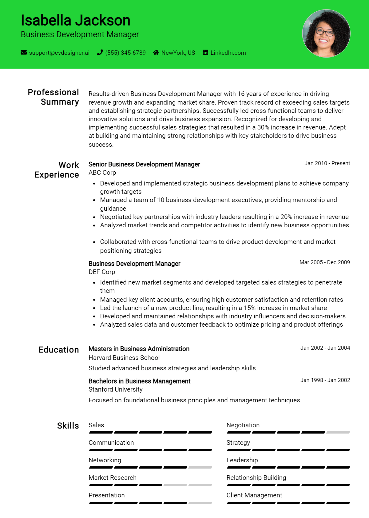 8 Business Development Manager - Business Development Manager Resume Example 