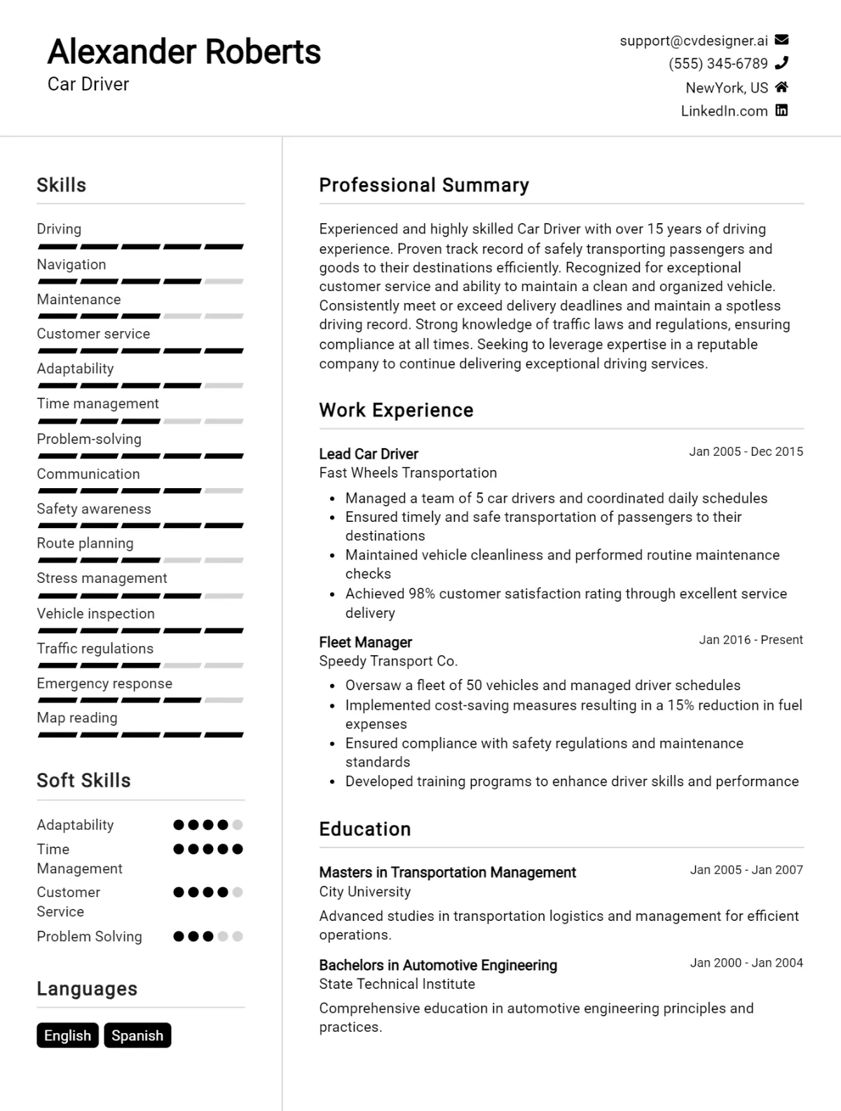 Cv. Car Ct Free