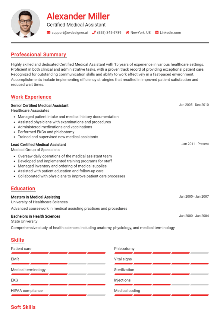 Certified Medical Assistant Resume Example