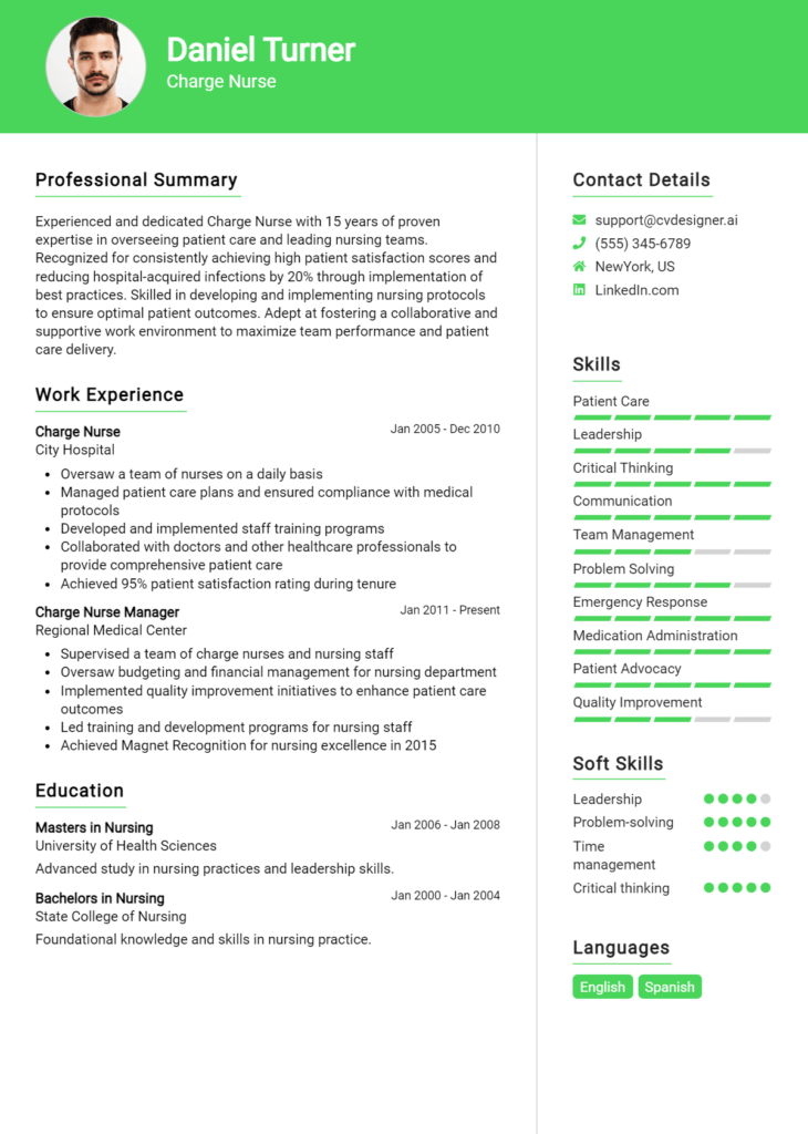 Charge Nurse Resume Example