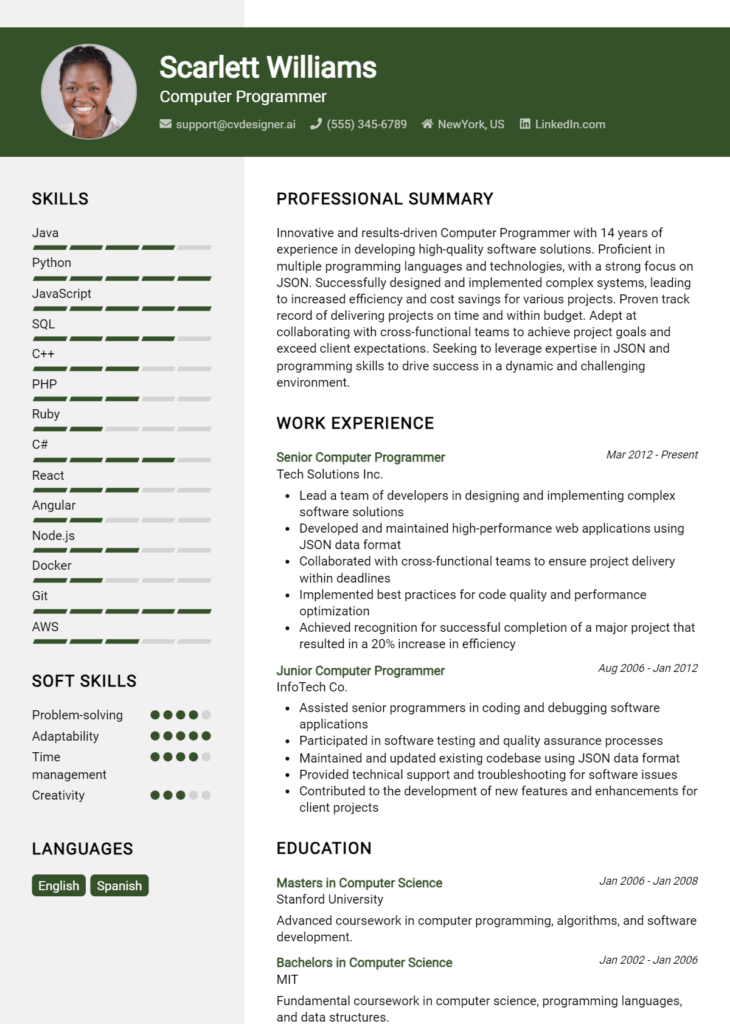 15 Senior Programmer Resume Examples - Computer Programmer Resume Example 730x1024 