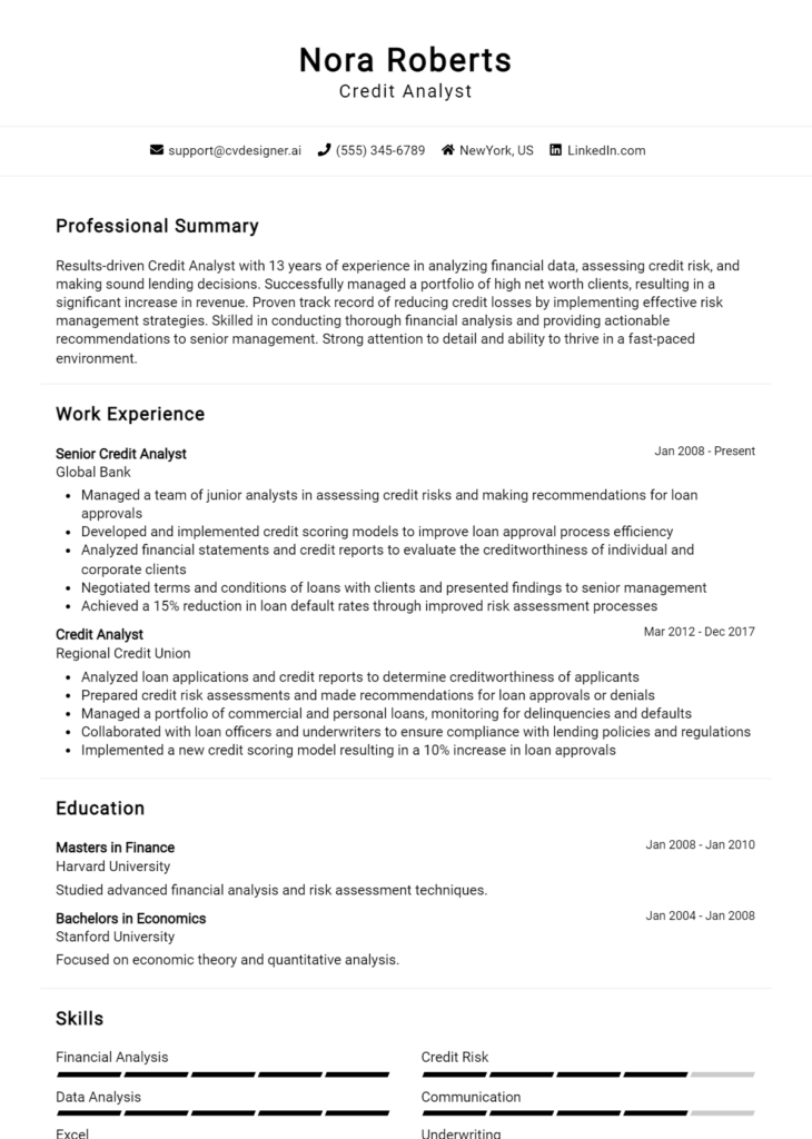 6 Credit Officer Resume Examples And Templates for 2024 - CVDesigner.ai