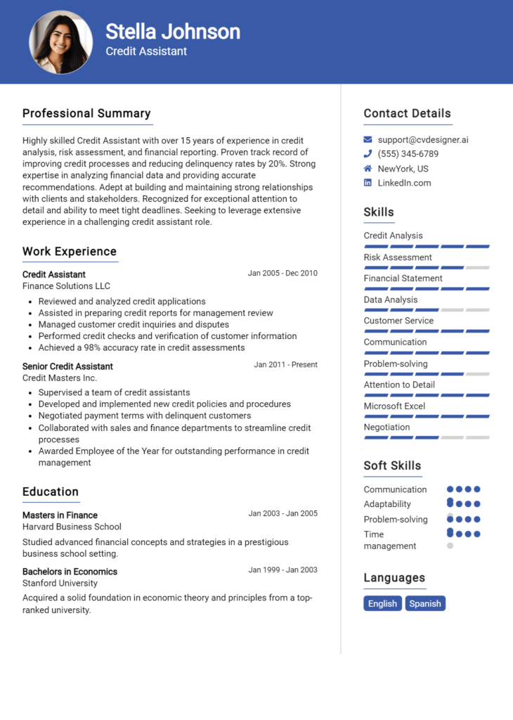 6 Credit Officer Resume Examples And Templates for 2024 - CVDesigner.ai