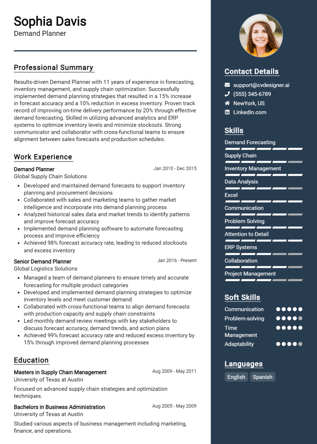 Demand Planner Resume Example for 2024: Tips to Stand Out - CVDesigner.ai