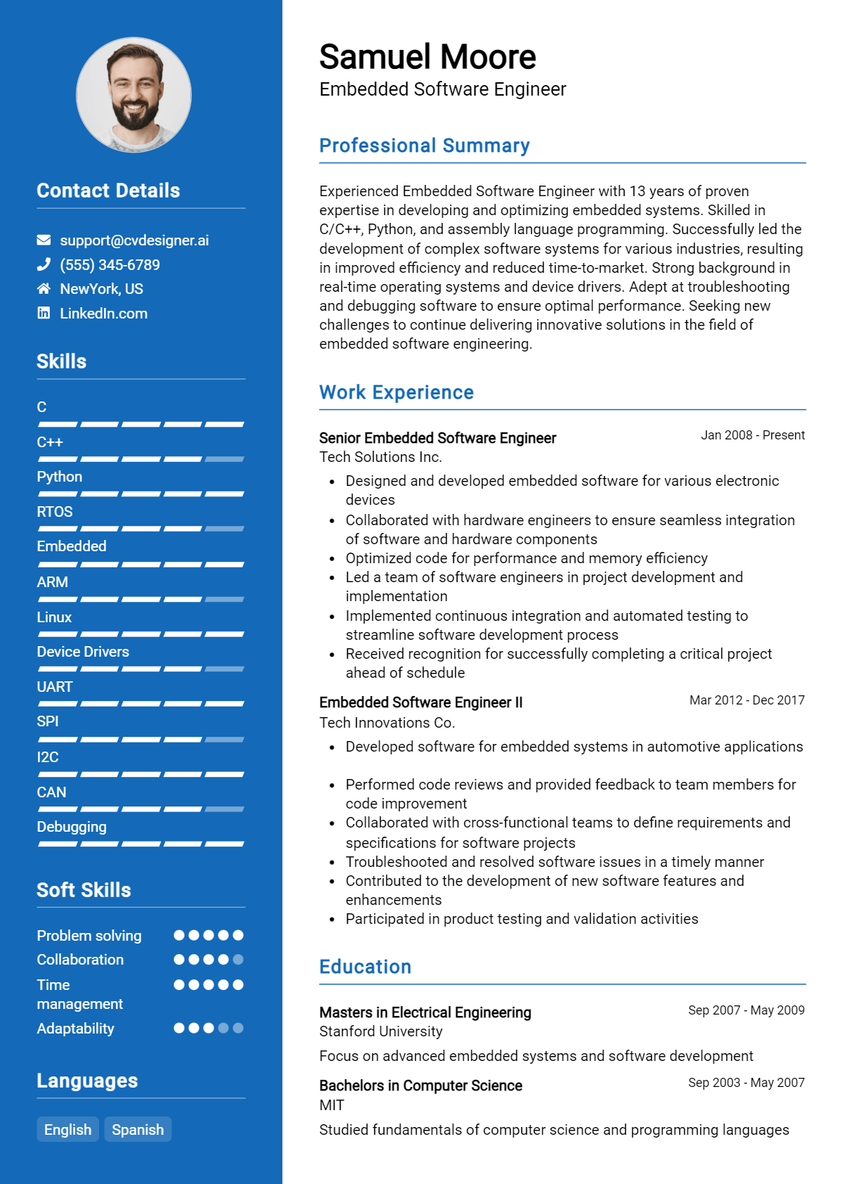 Embedded Software Engineer Resume Example