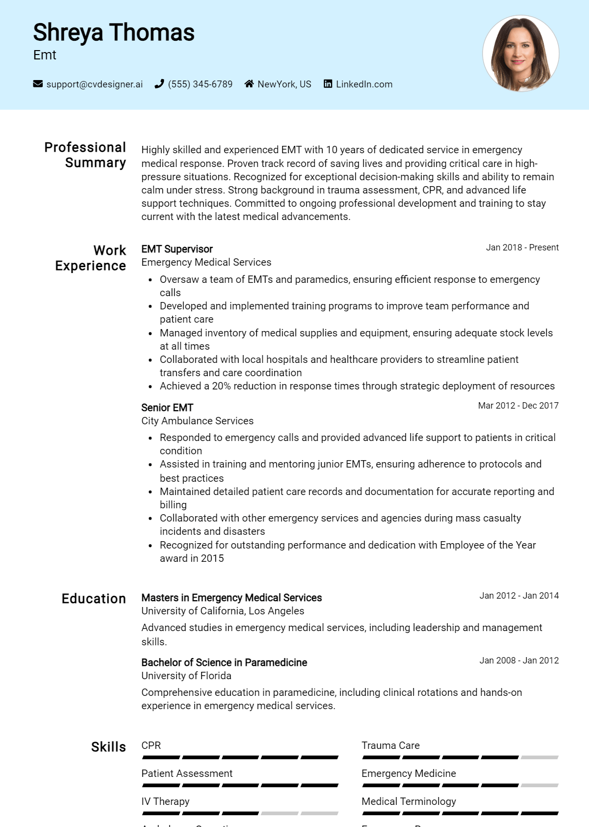 EMT Resume Example for 2025 Strategies - Emt Resume Example