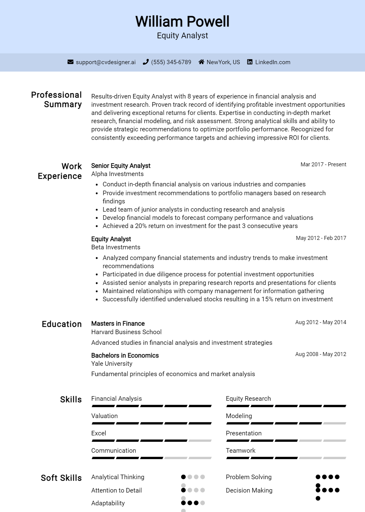 Equity Analyst Resume Example for 2024: Best Formatting Tips ...