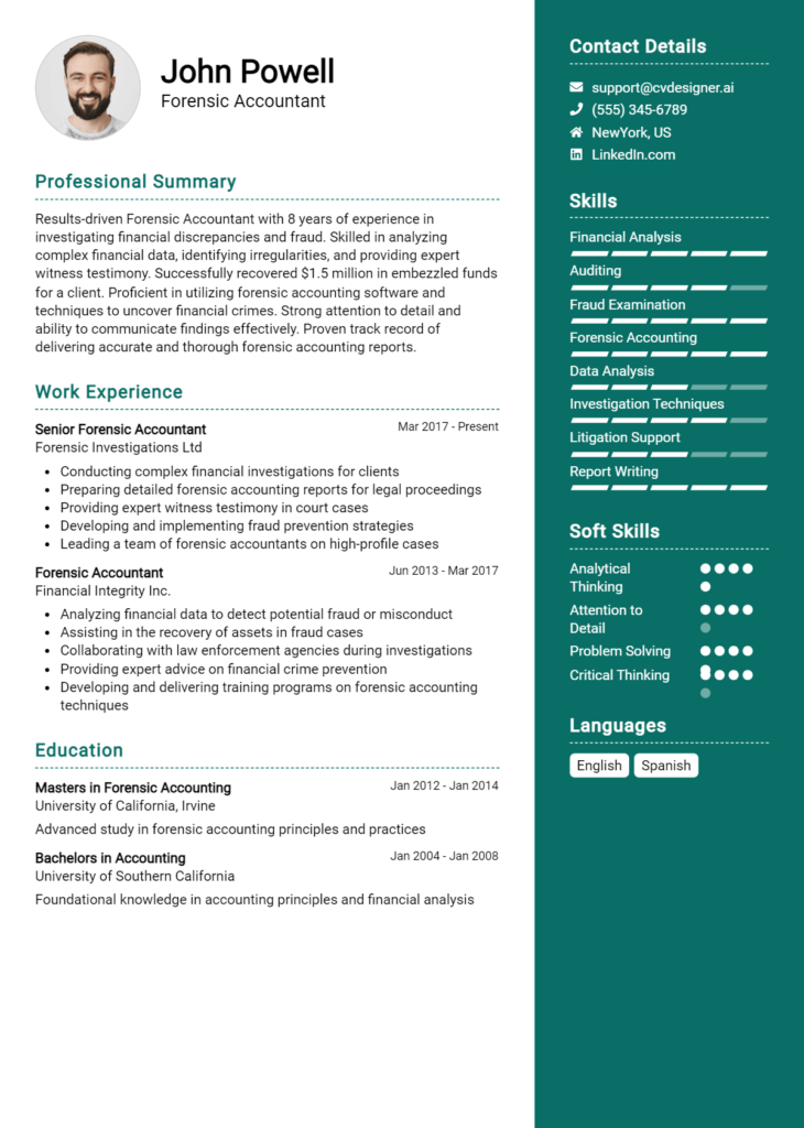 Forensic Accountant Resume Example - Forensic Accountant Resume Example 730x1024 