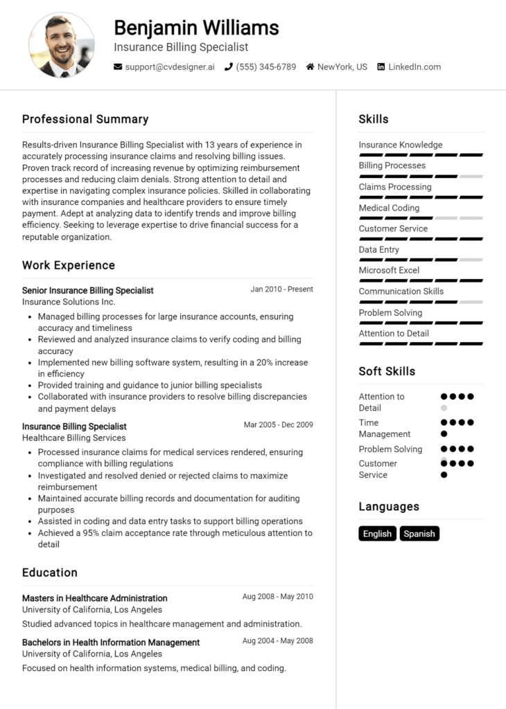 7 Billing Analyst Resume Examples And Templates for 2024 - CVDesigner.ai