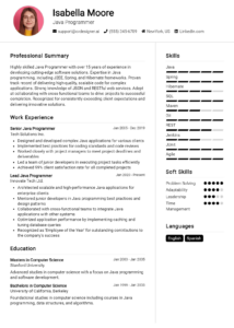 12 Java Programmer Resume Examples And Templates for 2024 - CVDesigner.ai