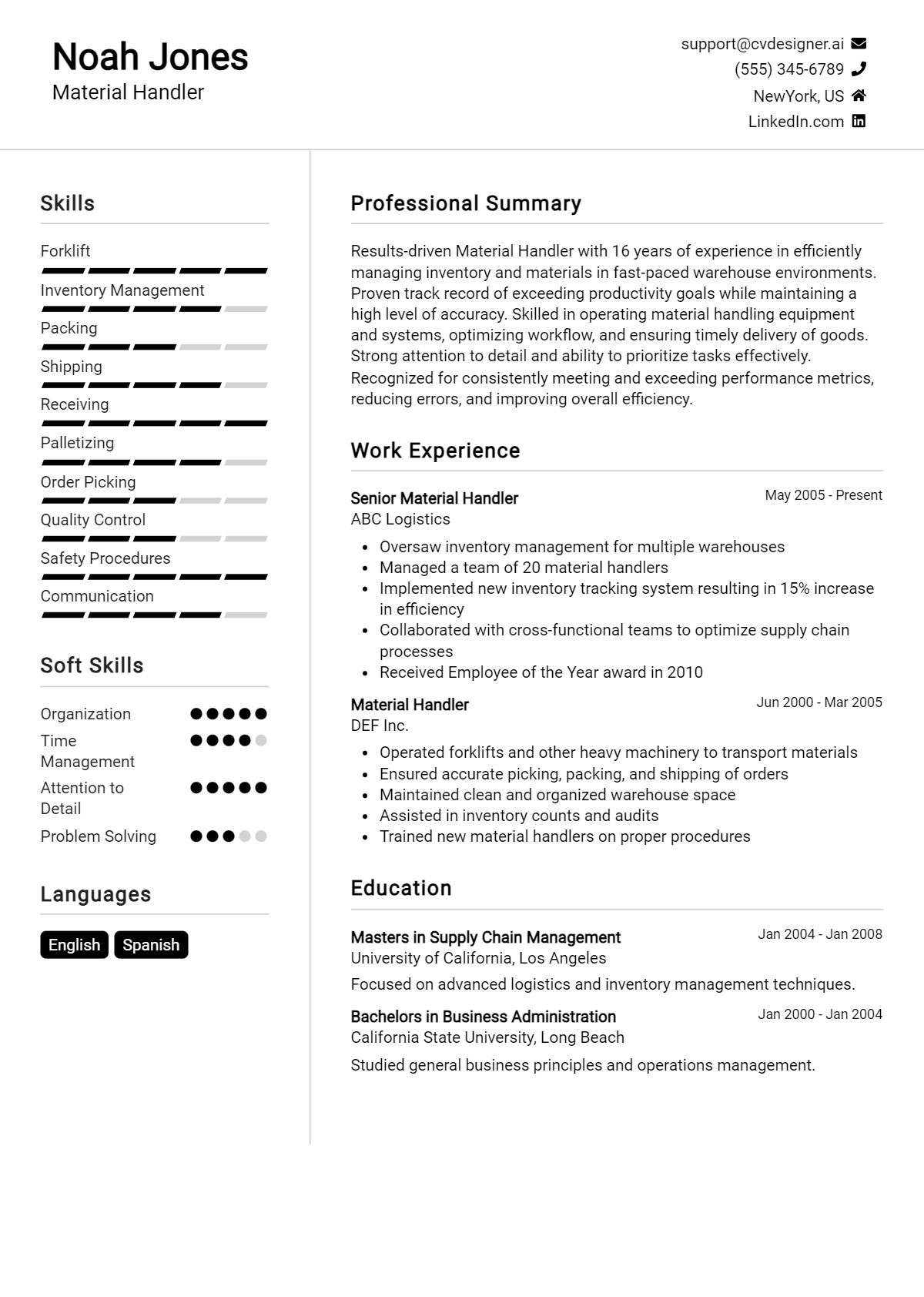 5 Material Handler Resume Examples - Material Handler Resume Example