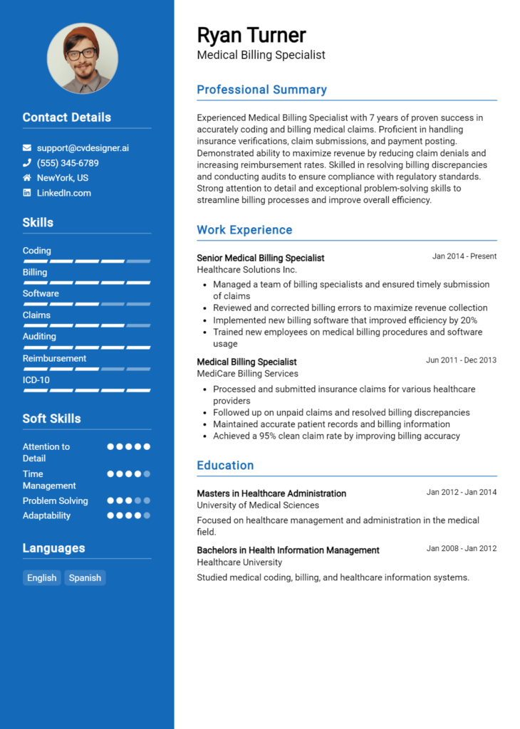 Medical Billing Specialist Resume Example