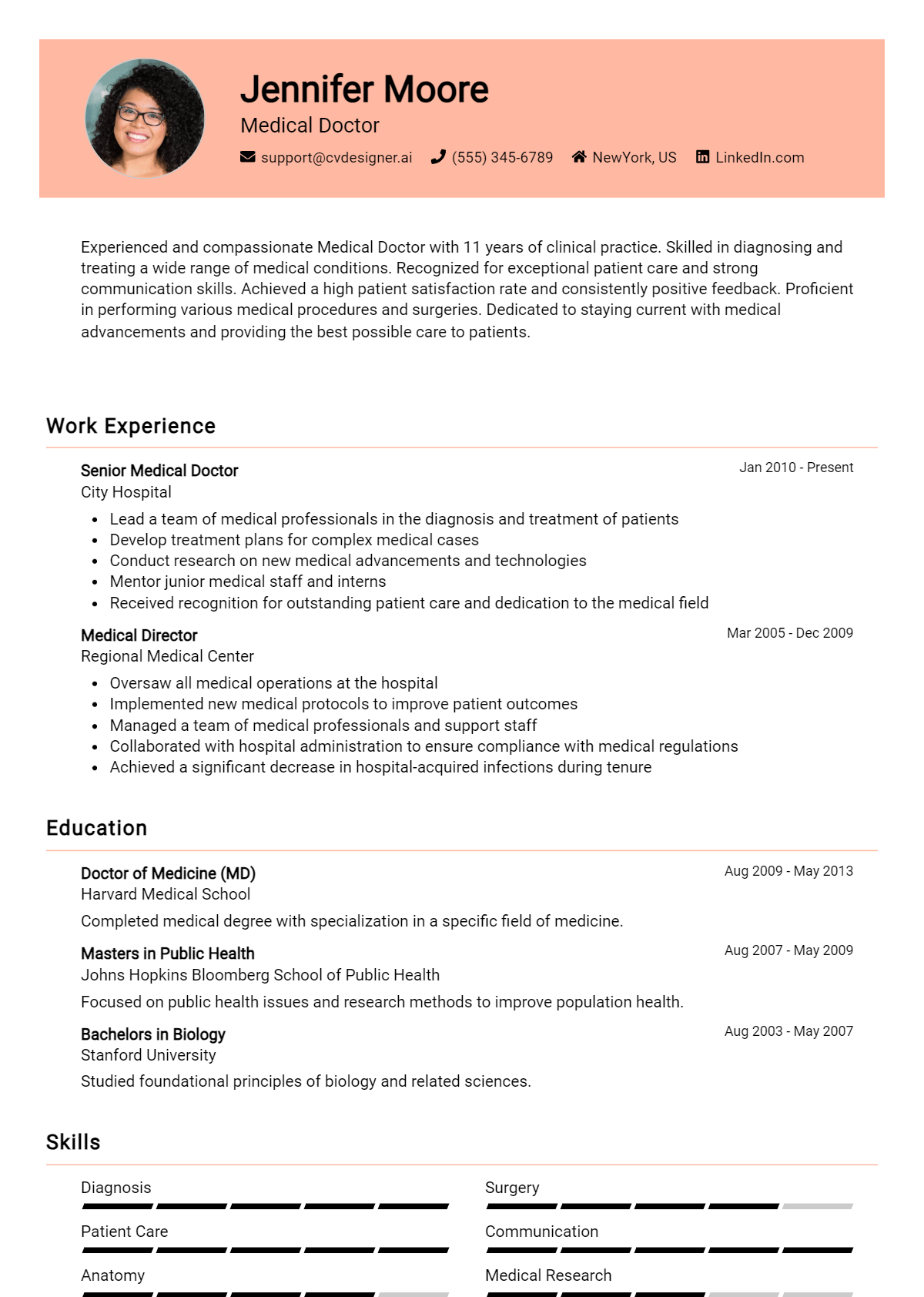 Medical Doctor Resume Example