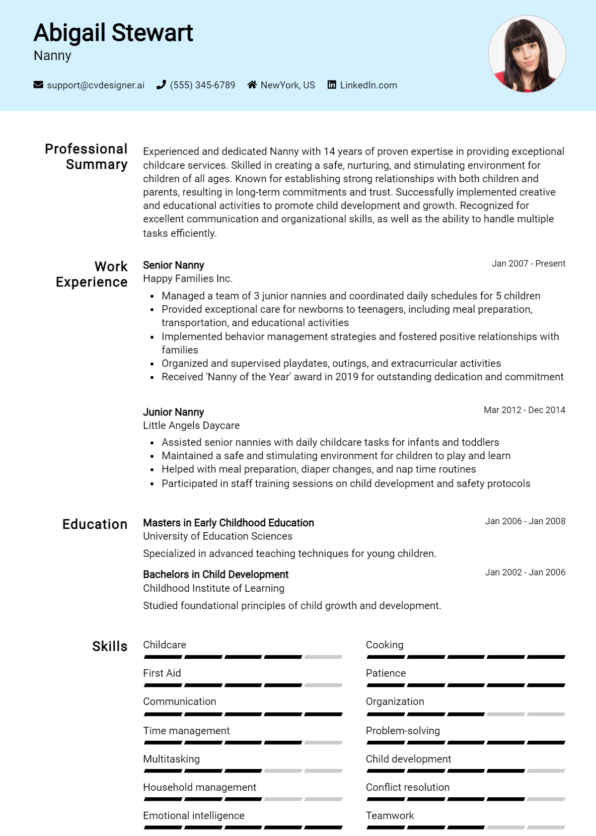 Nanny Resume Example for 2025 - Nanny Resume Example 
