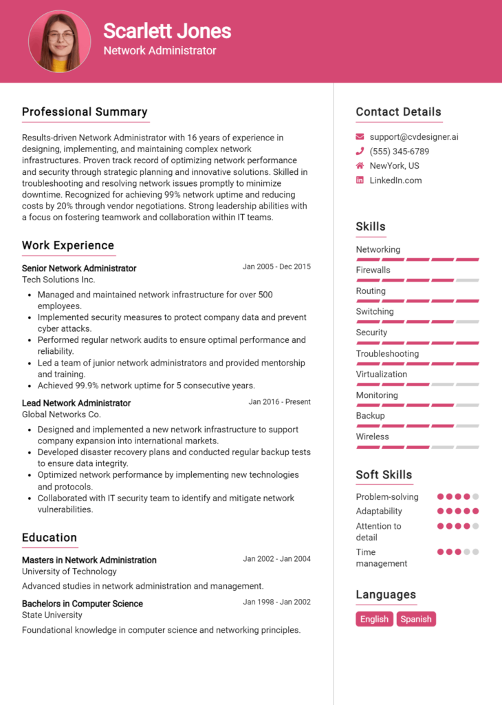 18 Senior Network Administrator - Network Administrator Resume Example 730x1024 