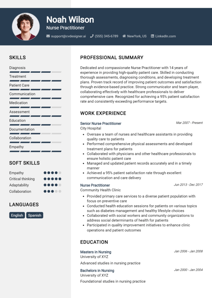 Nurse Practitioner Resume Example