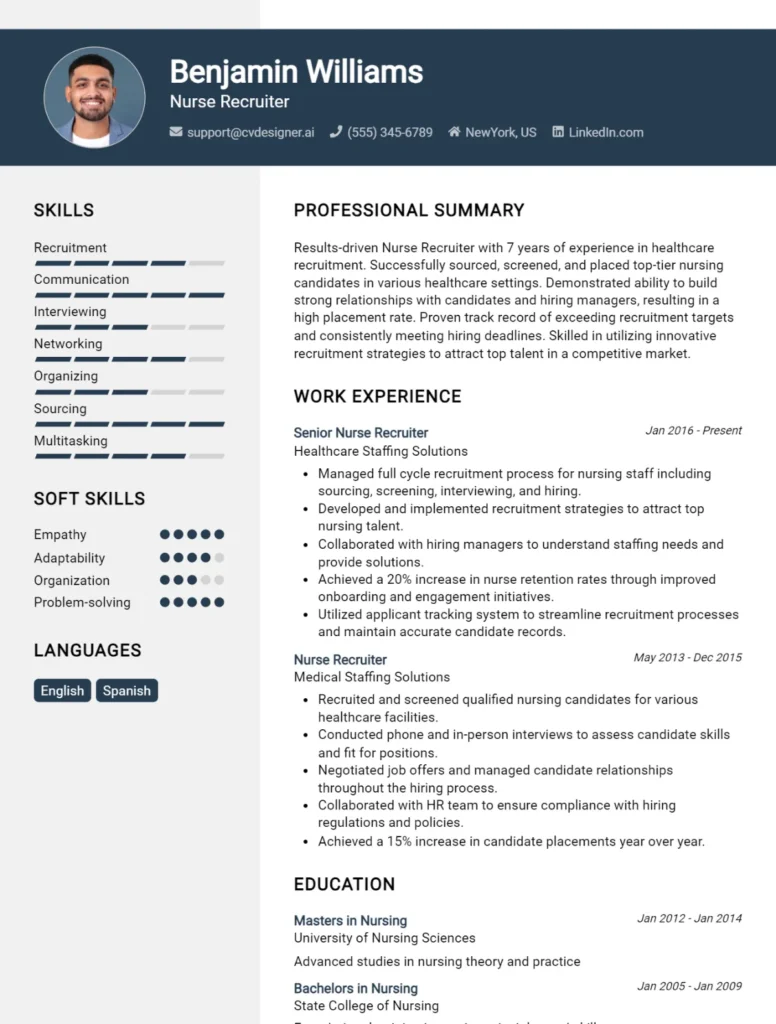 Nurse Recruiter CV Example