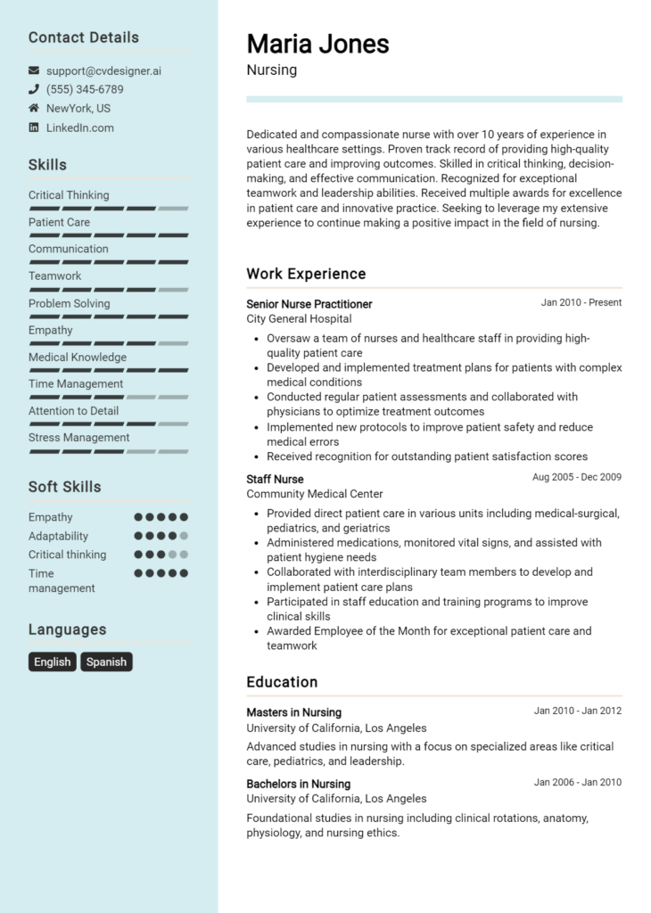 18 Certified Nursing Assistant CV Examples And Templates For 2025 ...