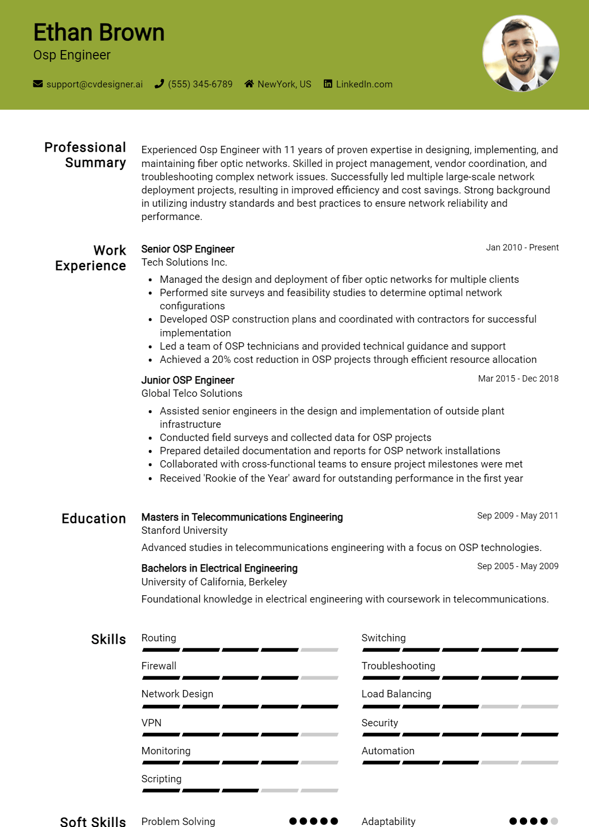 OSP Engineer Resume Example for 2024: Top CV Skills - CVDesigner.ai