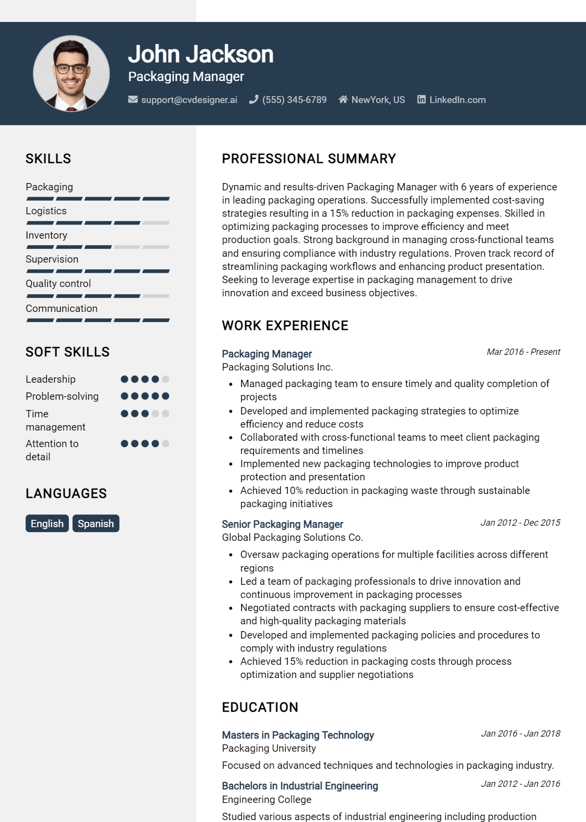 9 Packaging Manager Resume Examples for 2025: Examples & Free Templates ...