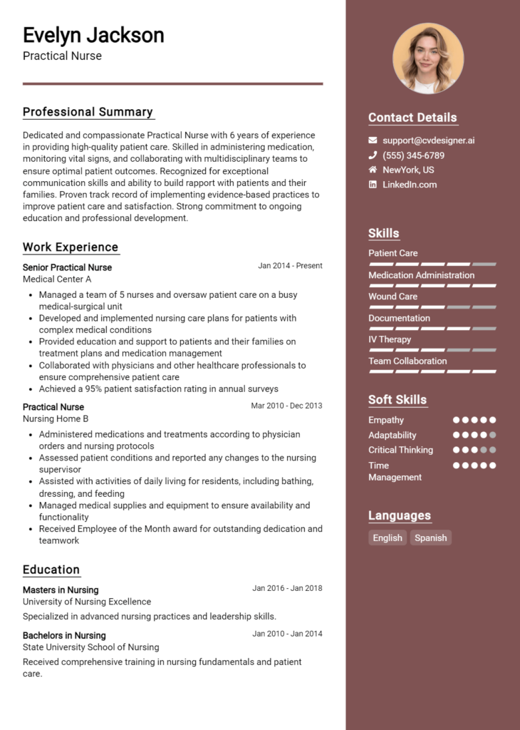 Practical Nurse Resume Example