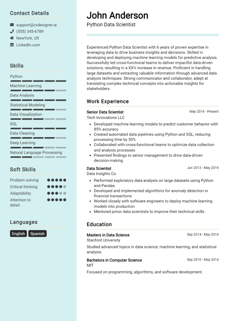 14 AI Engineer CV Examples And Templates for 2024: Best Writing Guide ...
