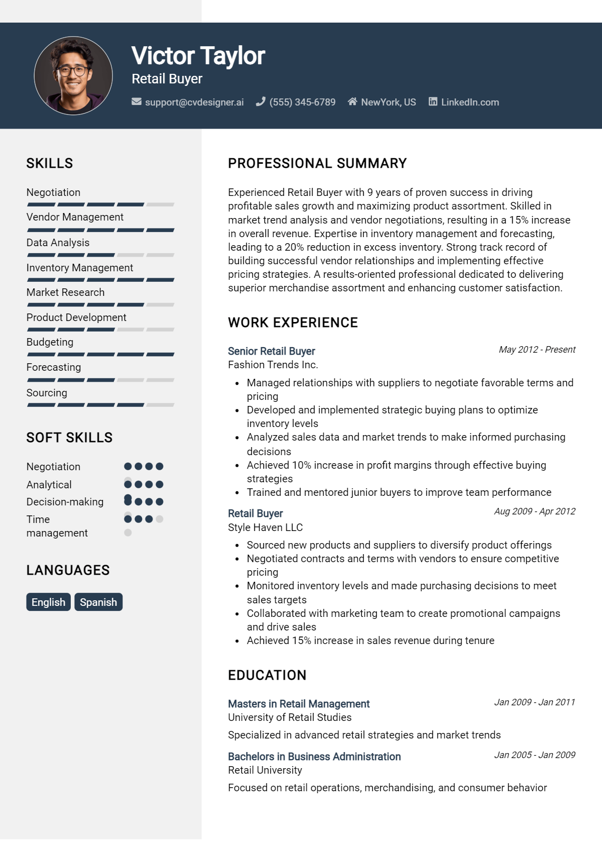 Retail Buyer Resume Example