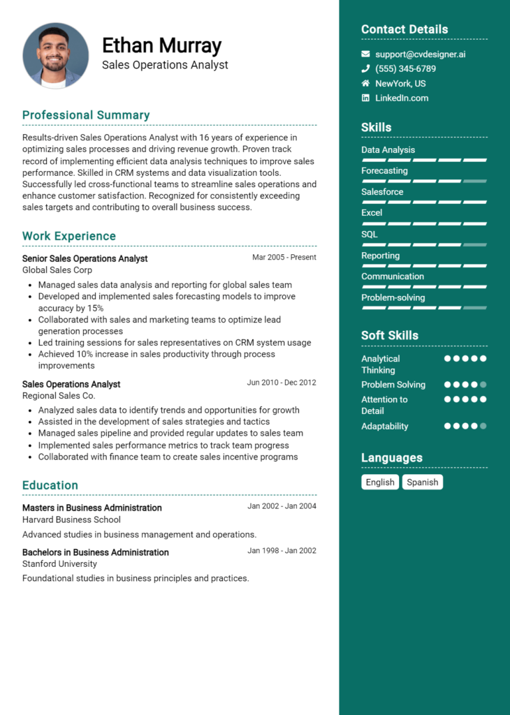 16 Operations Analyst Resume Examples for 2024: Best Tips - CVDesigner.ai