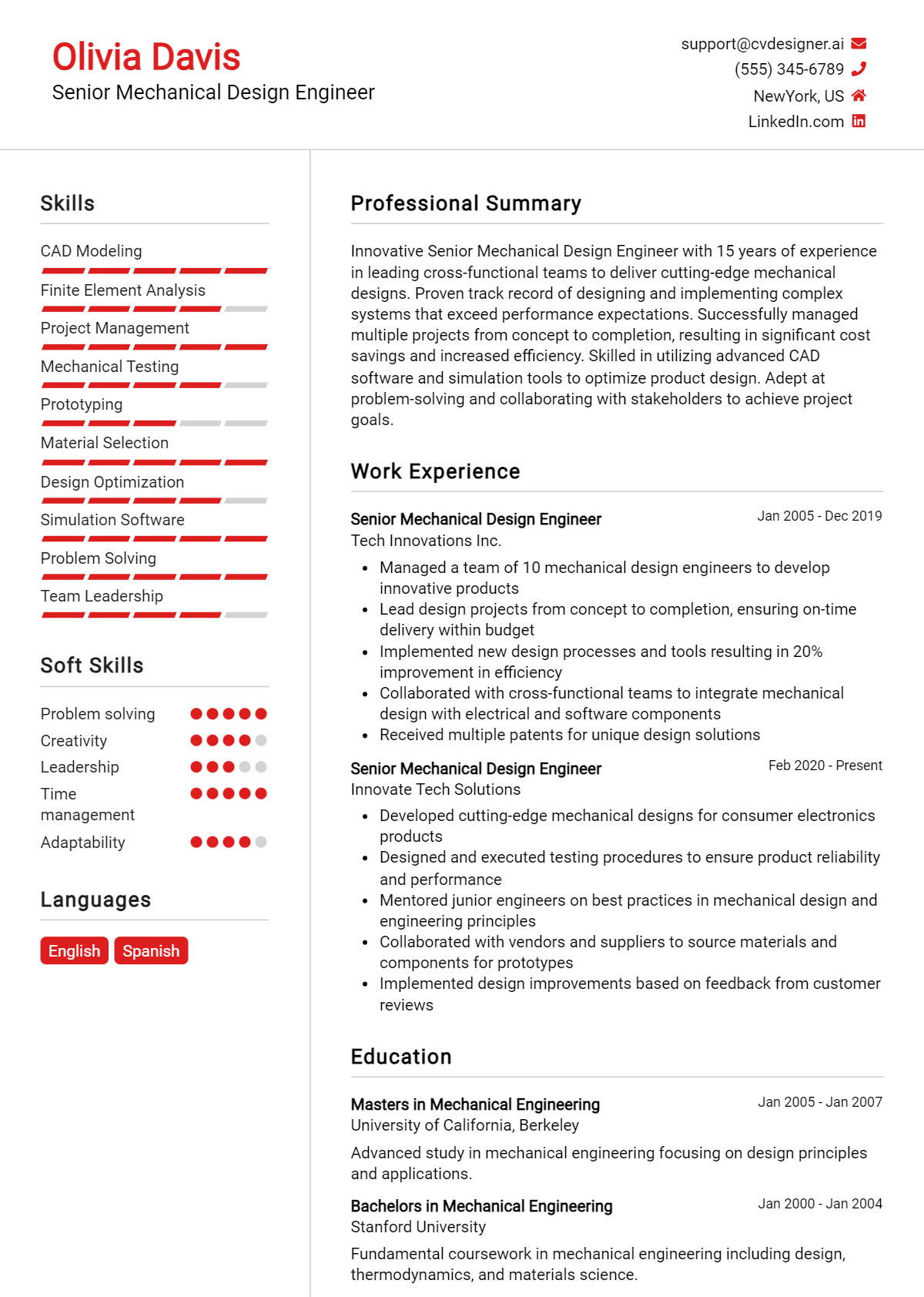 13 Senior Mechanical Design Engineer Resume Examples And Templates for ...