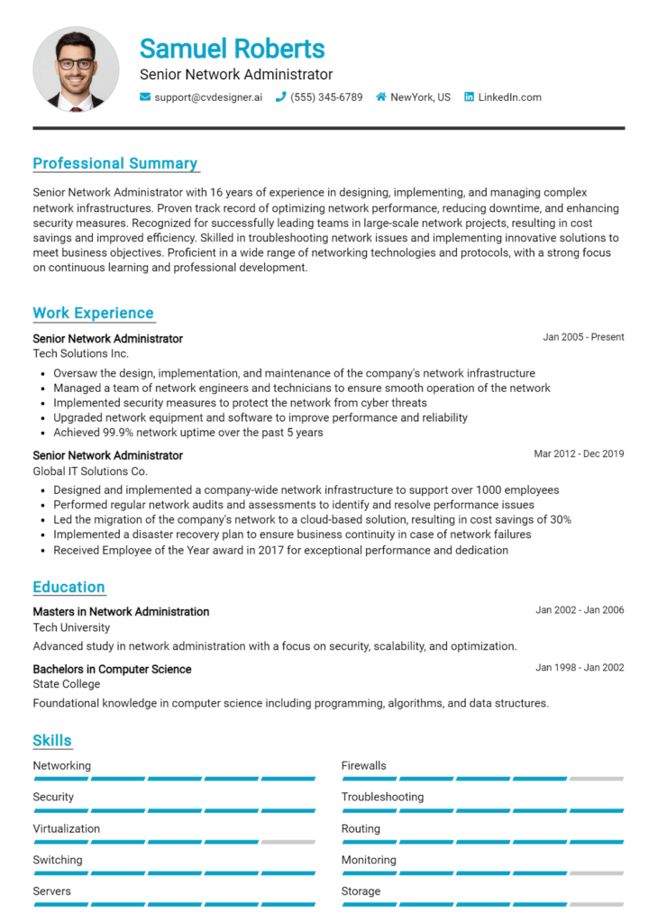 18 Network Security Consultant - Senior Network Administrator Resume Example 730x1024 