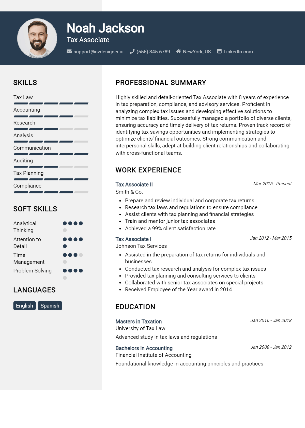 15 Tax Associate Resume Examples And Templates for 2024 - CVDesigner.ai