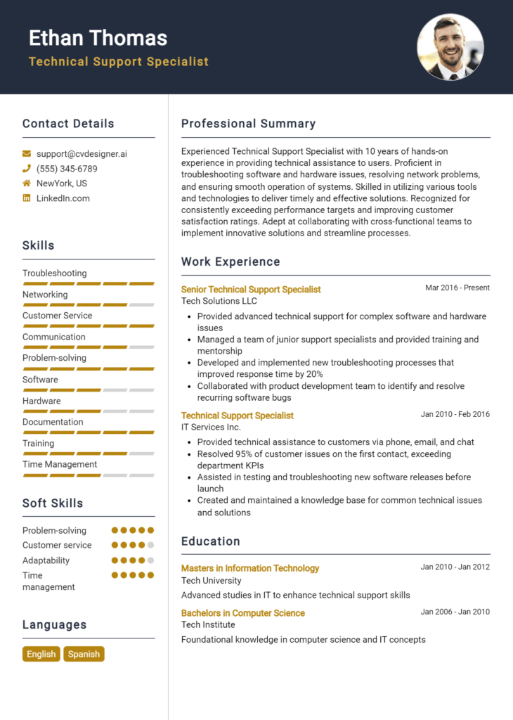 16 IT Support Specialist Resume Examples And Templates for 2025 ...