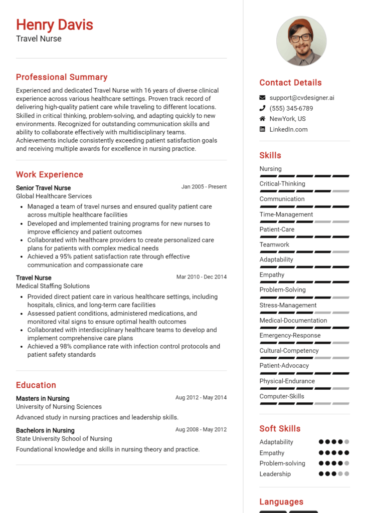 Travel Nurse Resume Example