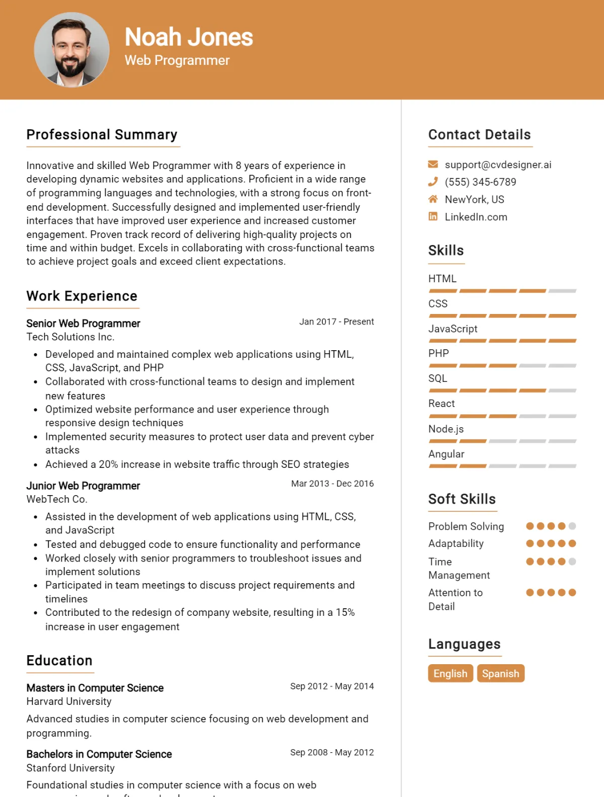 18 Web Programmer CV Examples For 2024: Free Downloadable Templates ...