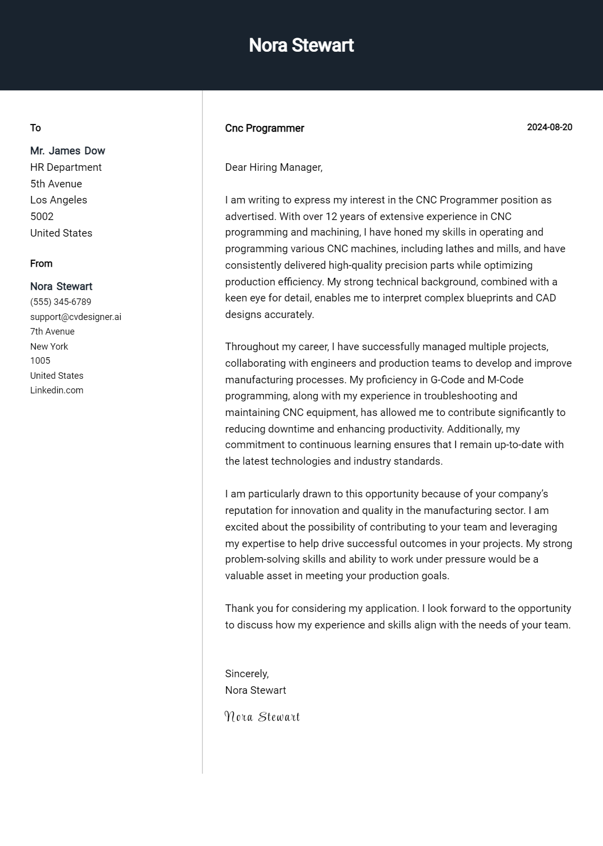20 Program Manager Cover Letter Examples & Samples for 2024 - CVDesigner.ai
