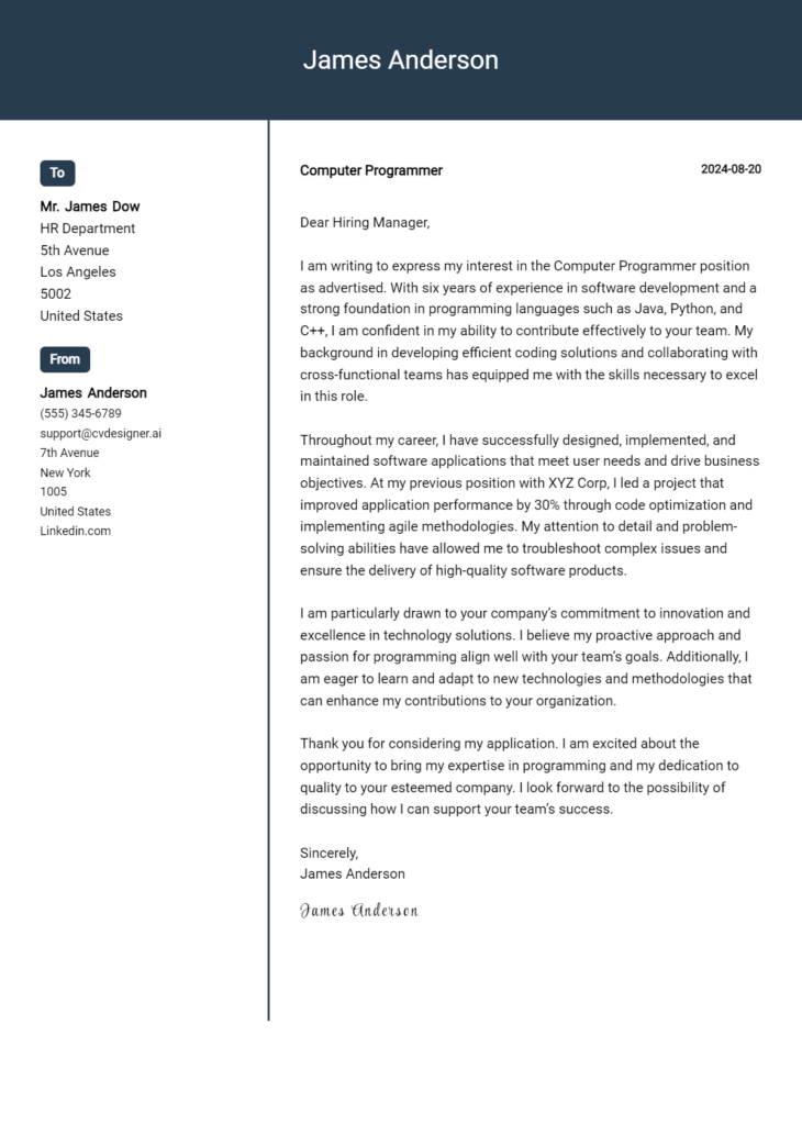 computer programmer cover letter example