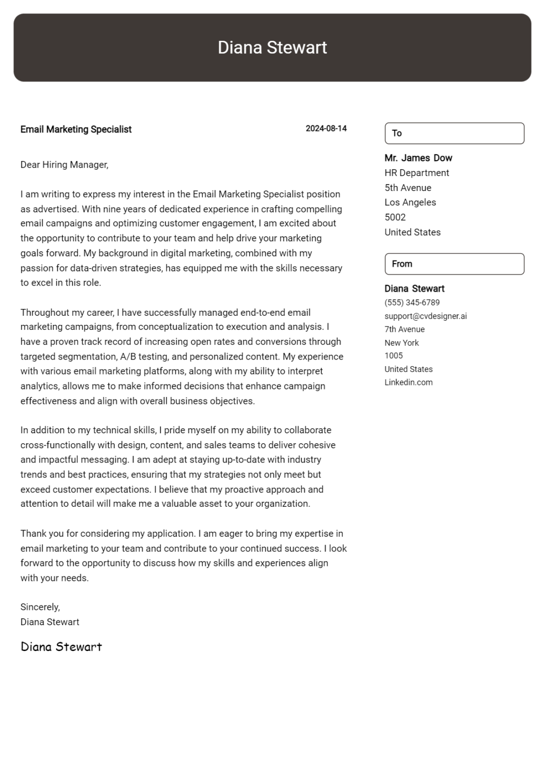 19 Marketing Officer Cover Letter Examples For 2025 Writing Guide Email Marketing Specialist Cover Letter Example 1095x1536