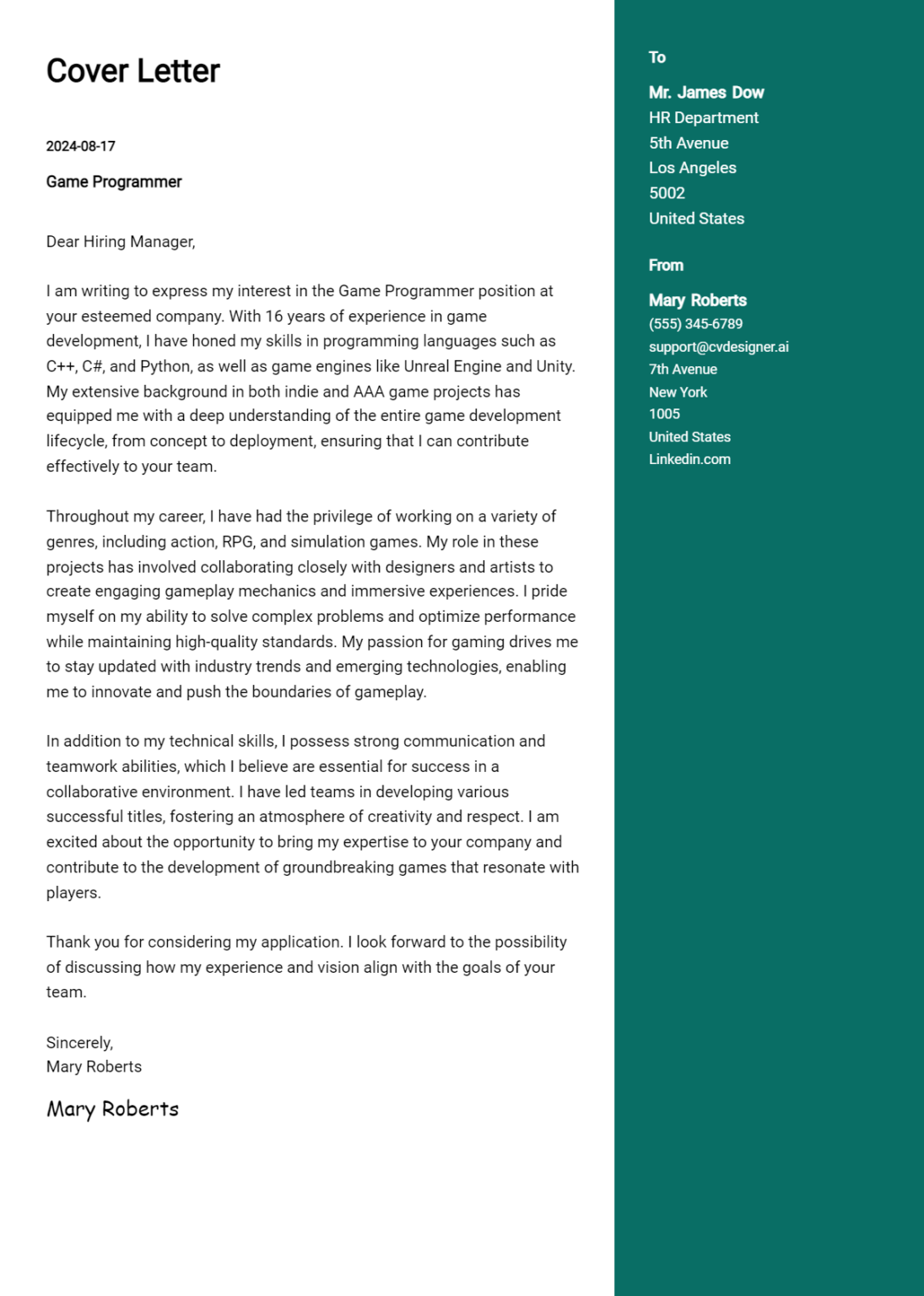 20 Program Manager Cover Letter Examples & Samples for 2024 - CVDesigner.ai
