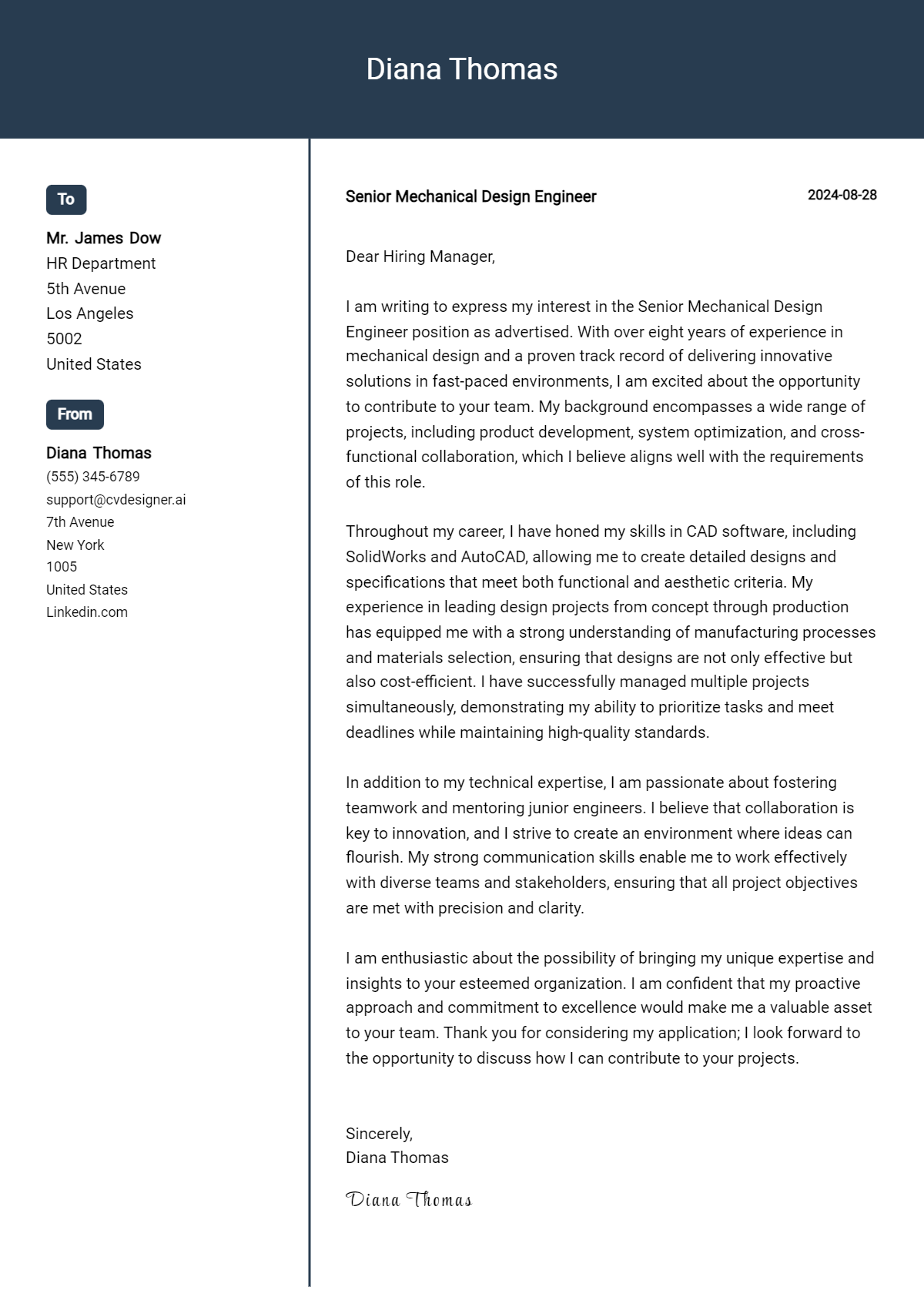 12 Design Engineer Cover Letter Examples with Writing Tips for 2024 ...